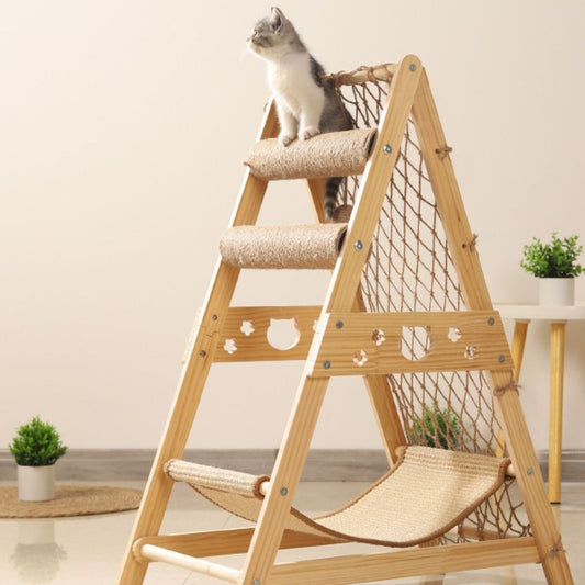 Houten Klimtoren voor Katten - Duurzaam, Multifunctioneel & Slijtvast - Hebbr
