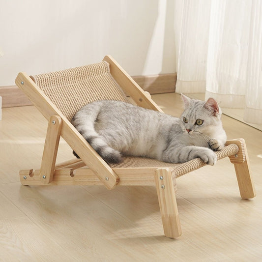 Houten Lounge Stoel voor Katten - Verstelbaar & Comfortabel voor Alle Seizoenen - Hebbr