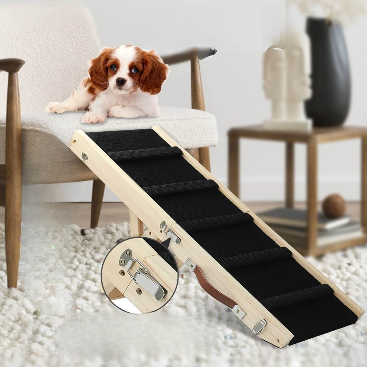 Huisdierenhelling Verstelbaar 76×30 cm Hout – Veilig en Comfortabel - Hebbr