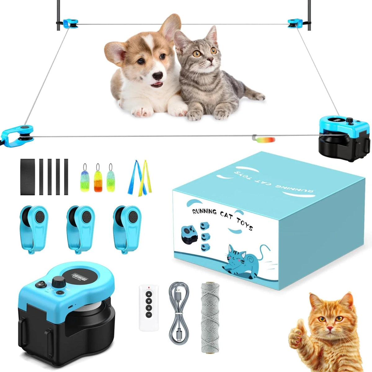 Interactief Katten Speelgoed - Verstelbare Snelheid Kat Loopband voor Binnen met Geluidseffecten - Hebbr