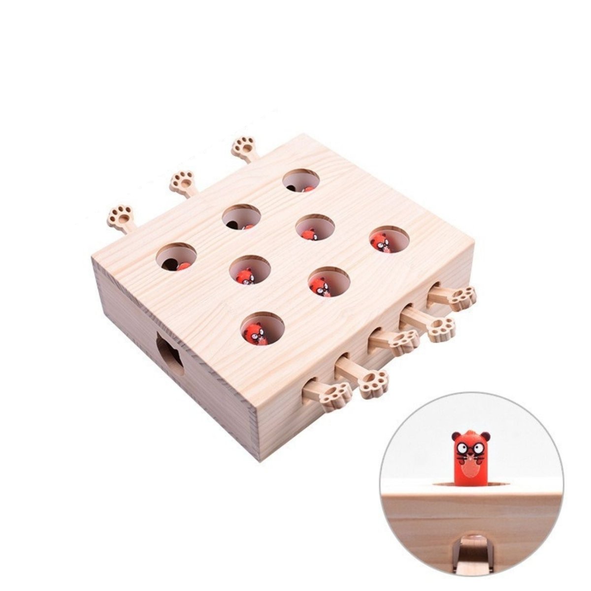 Interactief Katten Speelgoed - Whack - a - Mole van Hout voor Speelse Katten - Hebbr