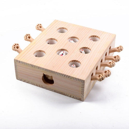 Interactief Katten Speelgoed - Whack - a - Mole van Hout voor Speelse Katten - Hebbr