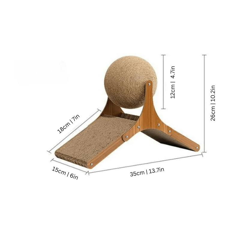 Interactieve Kattenkrabpaal met Kletterball en Rutschfeste Basis - Compact en Ruimtebesparend - Hebbr