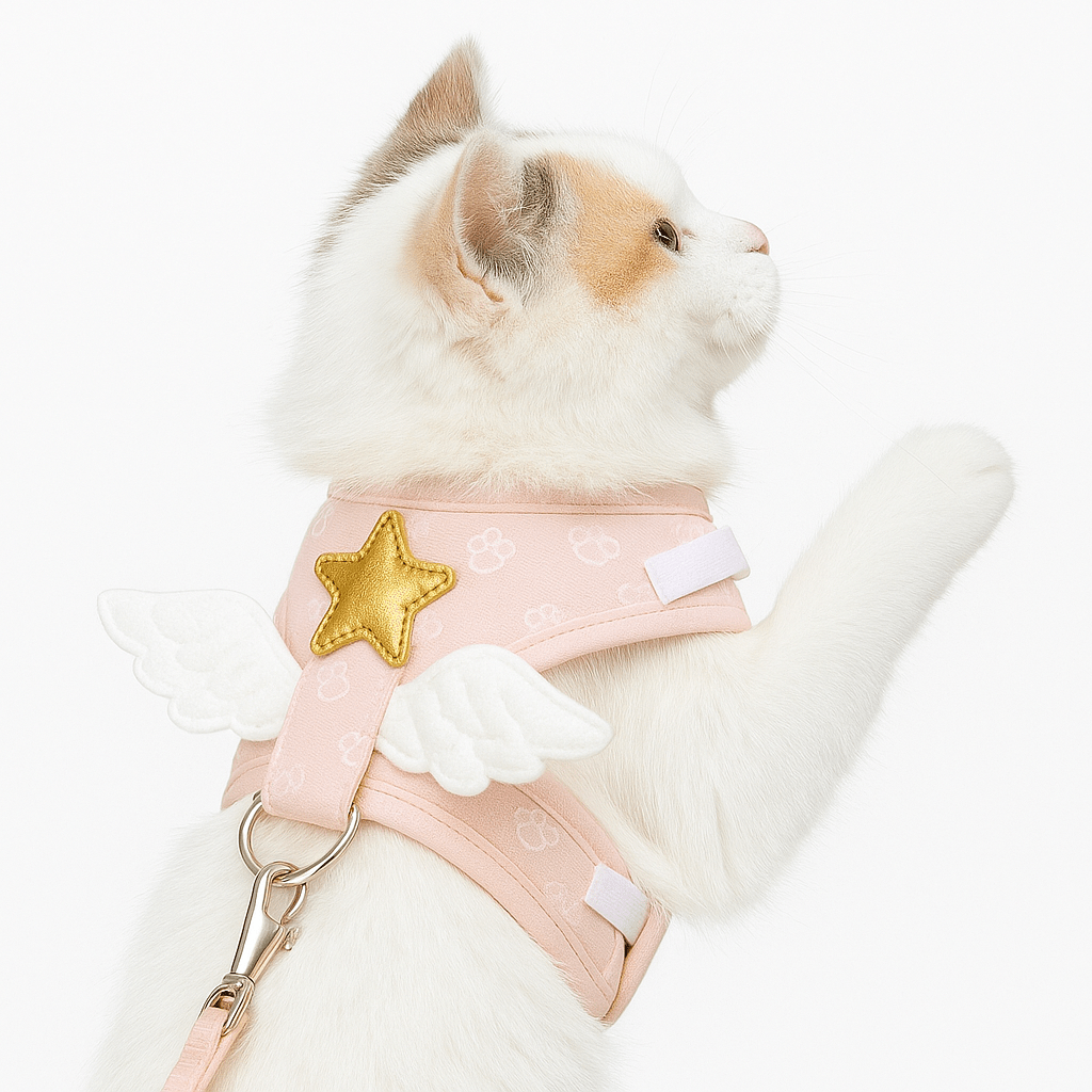 Katten Tuigje Voor Veilig Wandelen - Verstelbaar Lichtgewicht Tuigje in Roze en Luchtblauw - Hebbr