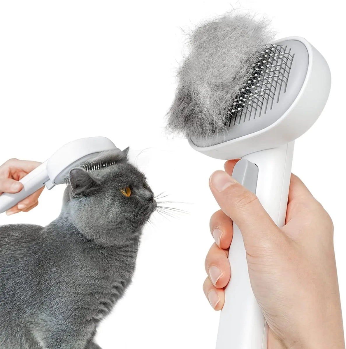 Kattenborstel voor Lange en Korte Haren - Ergonomisch Ontwerp voor Gezonde Vacht en Massagefunctie - Hebbr