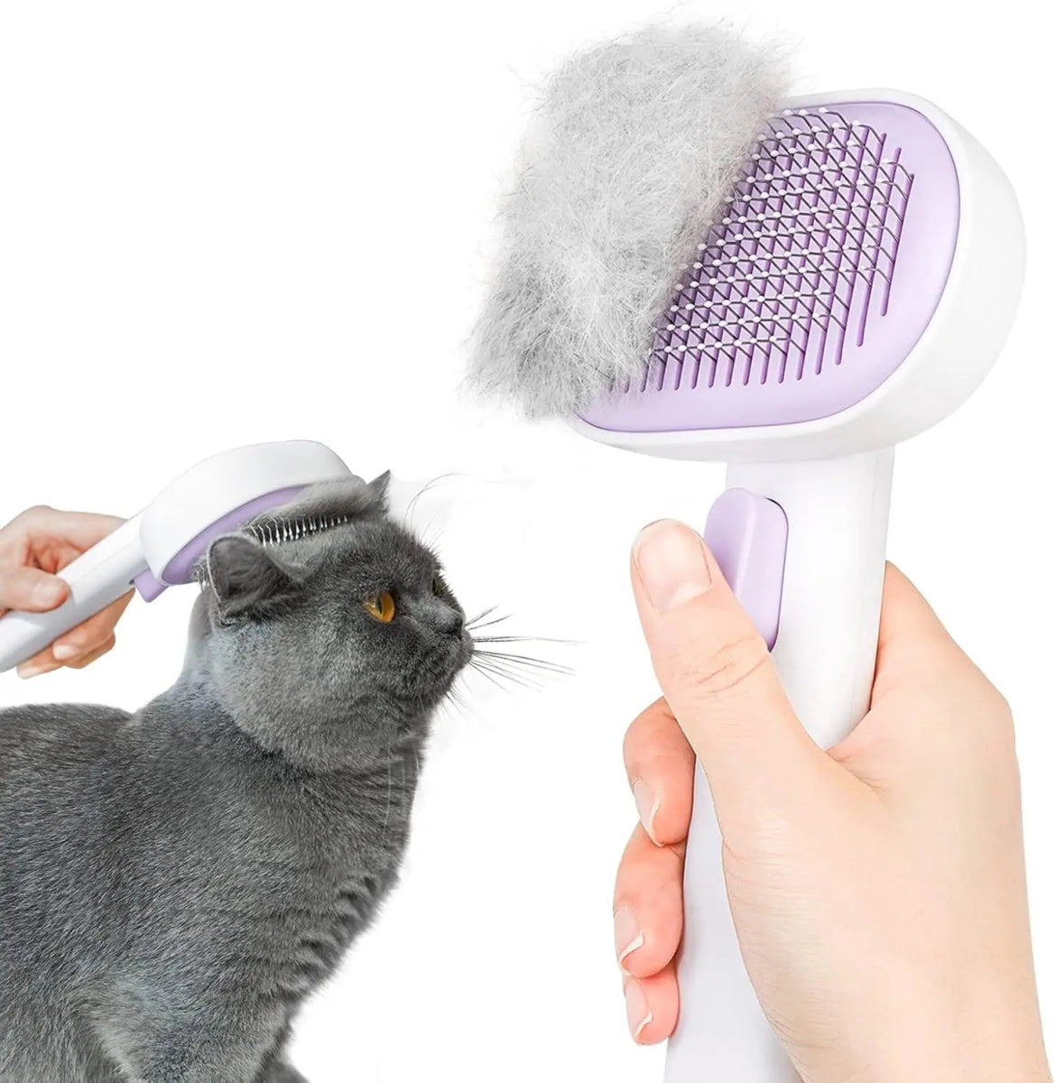 Kattenborstel voor Lange en Korte Haren - Ergonomisch Ontwerp voor Gezonde Vacht en Massagefunctie - Hebbr