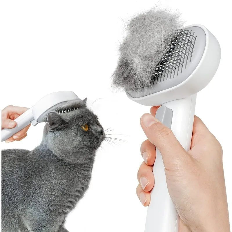 Kattenborstel voor Lange en Korte Haren - Ergonomisch Ontwerp voor Gezonde Vacht en Massagefunctie - Hebbr