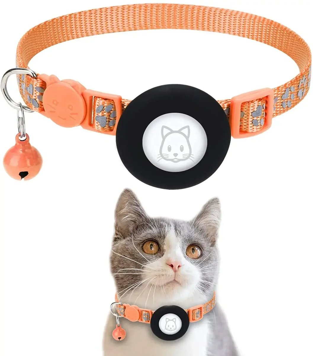 Kattenhalsband met AirTag - houder, verstelbare nylon pasvorm voor katten en kleine honden - Hebbr