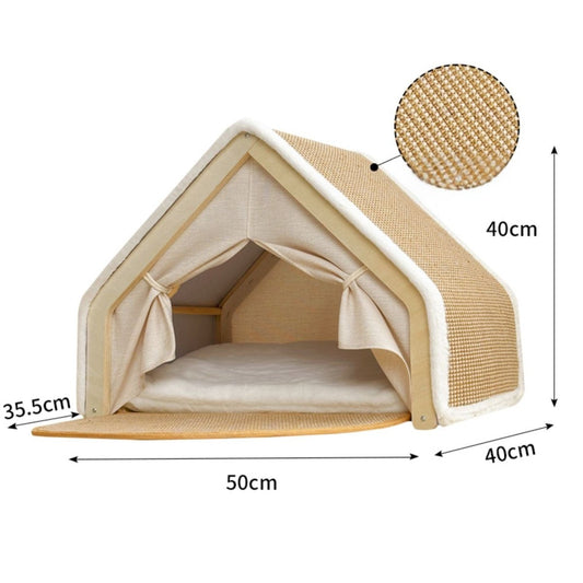 Kattenhuis met Sisal Krabdak S/M/L Hout – Comfortabel en Veilig voor Katten - Hebbr