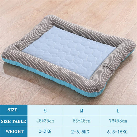 Koelende Huisdierbed voor Honden en Katten - Ademend, Wasbaar, Beschikbaar in 3 Maten - Blauw/Roze - Hebbr