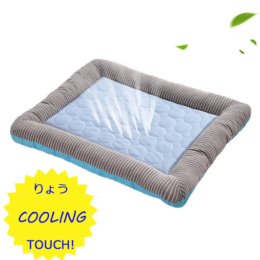 Koelende Huisdierbed voor Honden en Katten - Ademend, Wasbaar, Beschikbaar in 3 Maten - Blauw/Roze - Hebbr