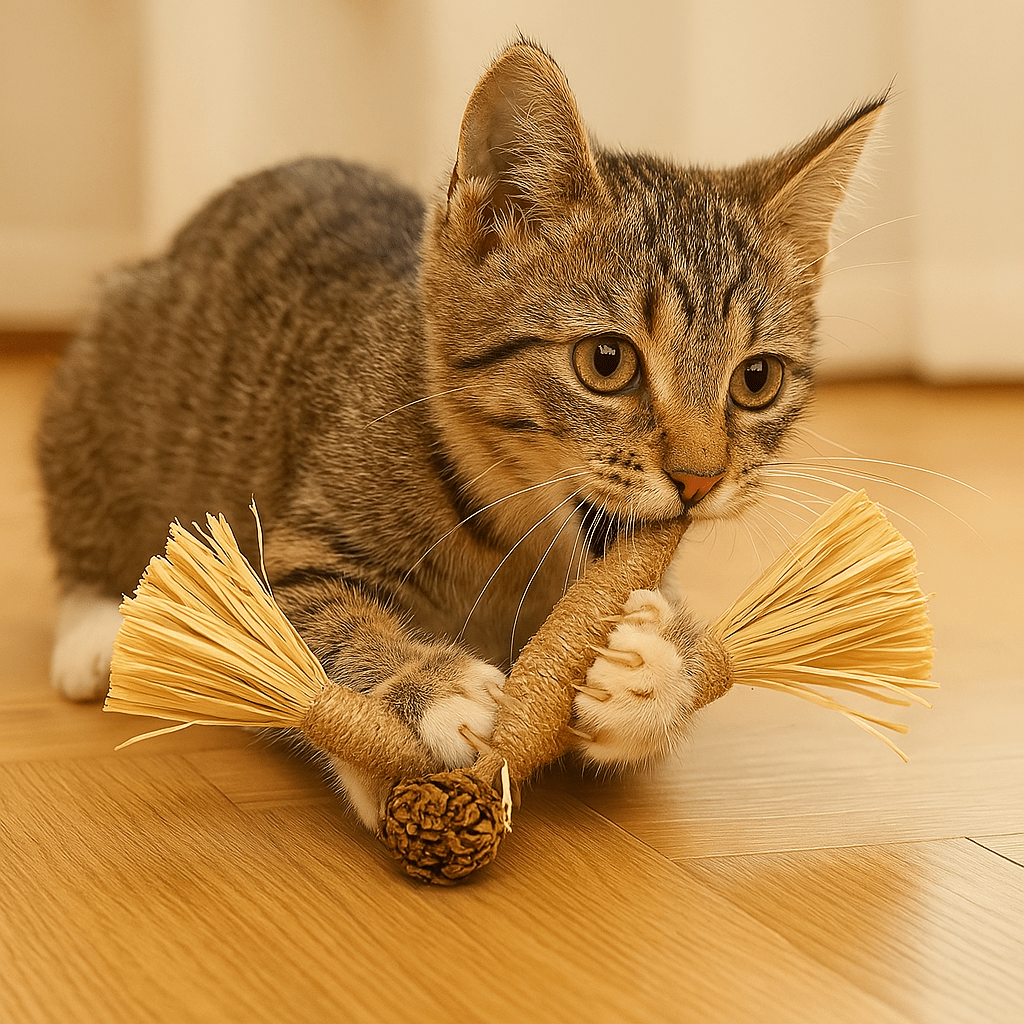 Krabpaal Kat van Duurzaam Karton met Kattenkruid - Compact en Lichtgewicht, 12 cm Hoog - Hebbr