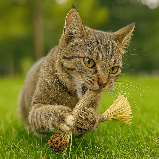 Krabpaal Kat van Duurzaam Karton met Kattenkruid - Compact en Lichtgewicht, 12 cm Hoog - Hebbr