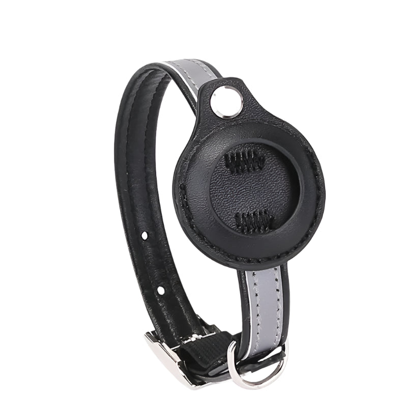 Leren Hondenhalsband met AirTag Houder - Verstelbaar en Reflecterend voor Katten en Kleine Honden - Hebbr