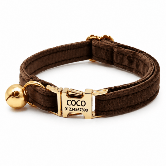 Nexa Kattenhalsband | Fluwelen, Verstelbaar en Gepersonaliseerd voor Katten - Hebbr