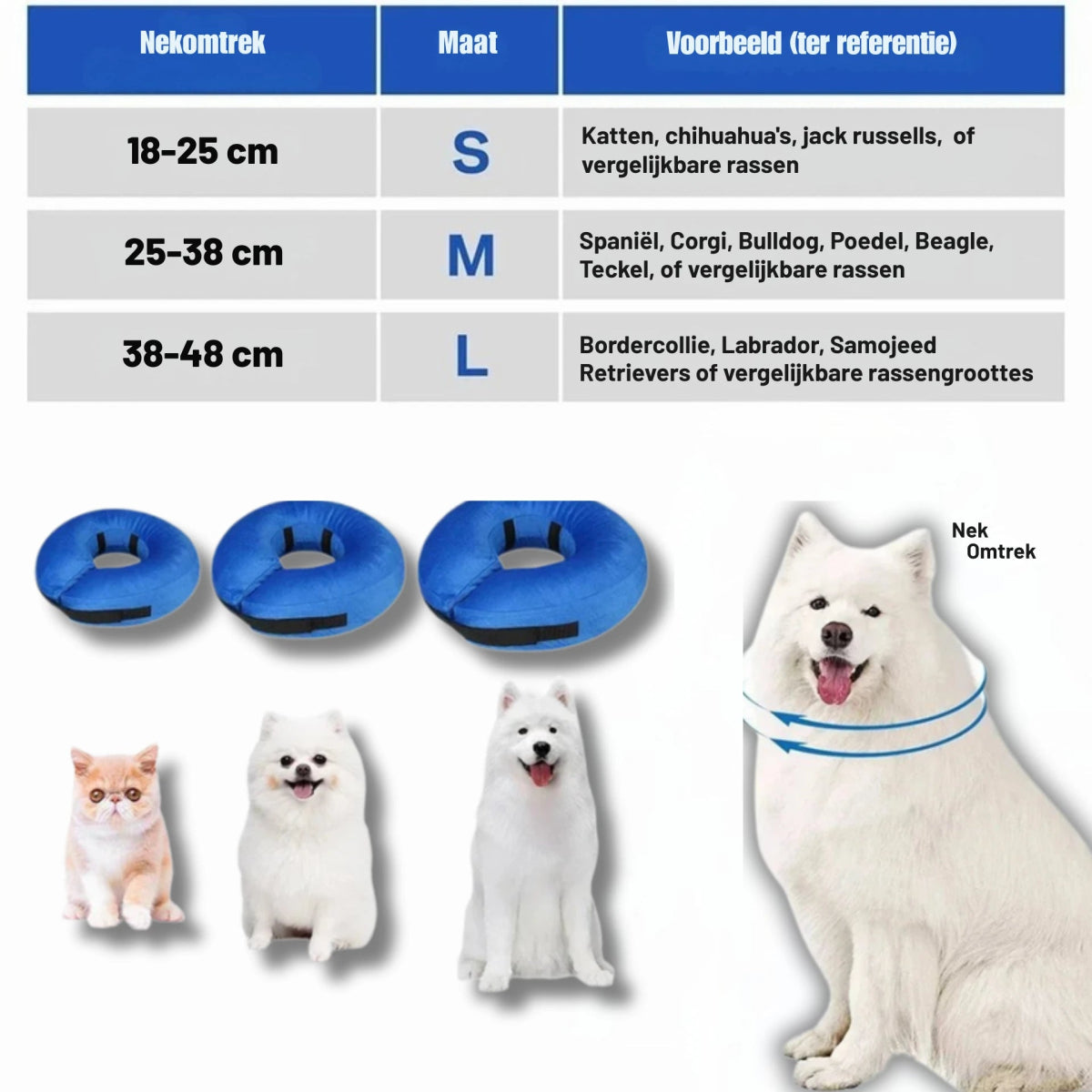 Opblaasbare bescherm en herstel kraag voor honden en katten - Hebbr