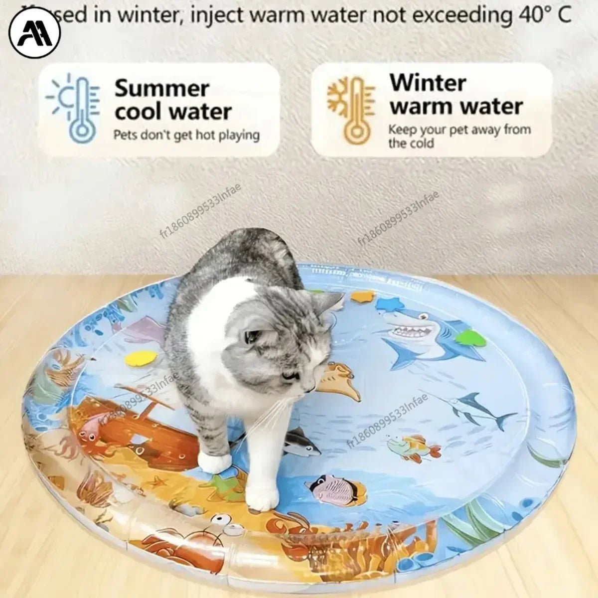 Opblaasbare Watermat voor Huisdieren - Koelmat voor Katten en Honden, Duurzaam PVC, Voor Binnen en Buiten - Hebbr