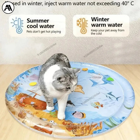 Opblaasbare Watermat voor Huisdieren - Koelmat voor Katten en Honden, Duurzaam PVC, Voor Binnen en Buiten - Hebbr