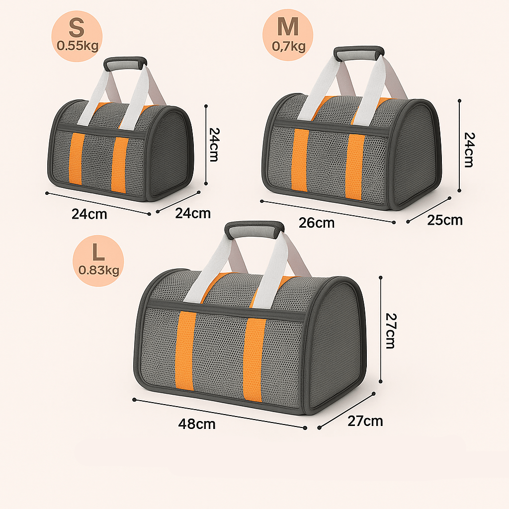 Opvouwbare kattenreistas met ademende mesh - panelen en zachte binnenvoering - Lichtgewicht en praktisch - Hebbr