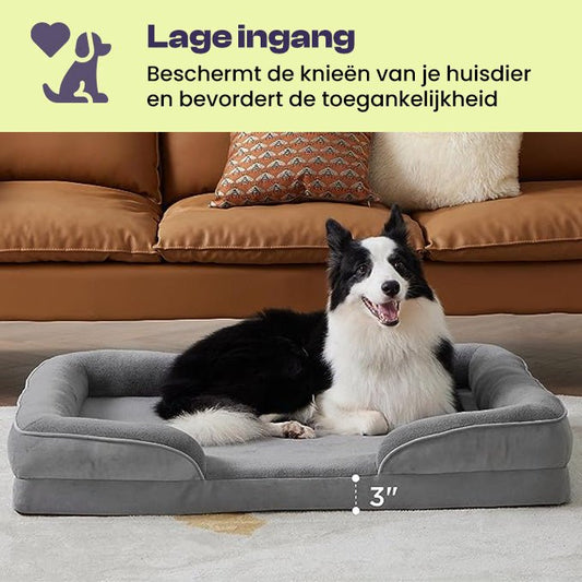 Orthopedisch hondenbed 100×70 cm Traagschuim – Gewrichtsondersteuning Grijs - Hebbr