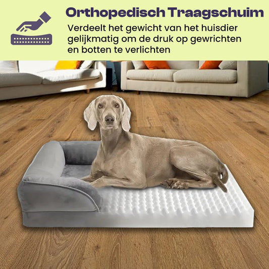 Orthopedisch hondenbed 100×70 cm Traagschuim – Gewrichtsondersteuning Grijs - Hebbr