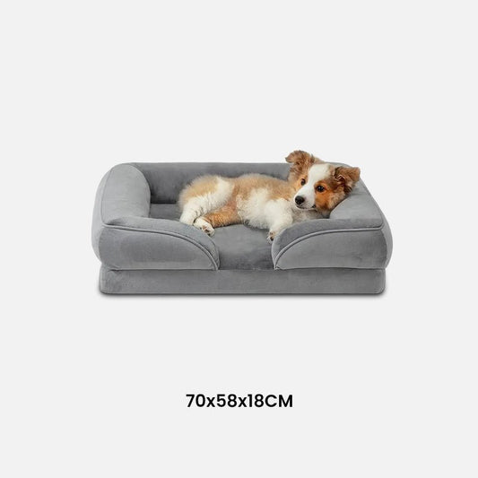 Orthopedisch hondenbed 100×70 cm Traagschuim – Gewrichtsondersteuning Grijs - Hebbr