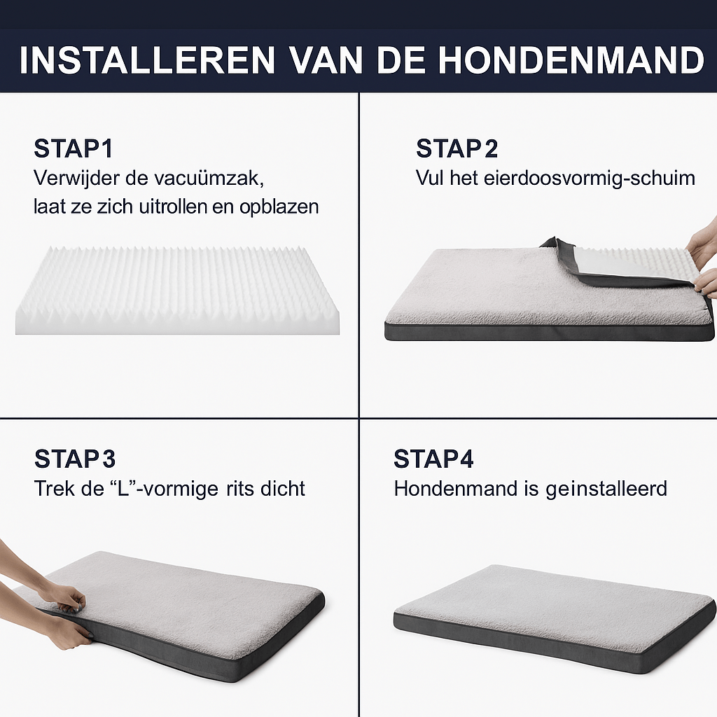 Orthopedisch Hondenbed van Traagschuim met Afneembare Hoes voor Grote en Kleine Honden - Hebbr
