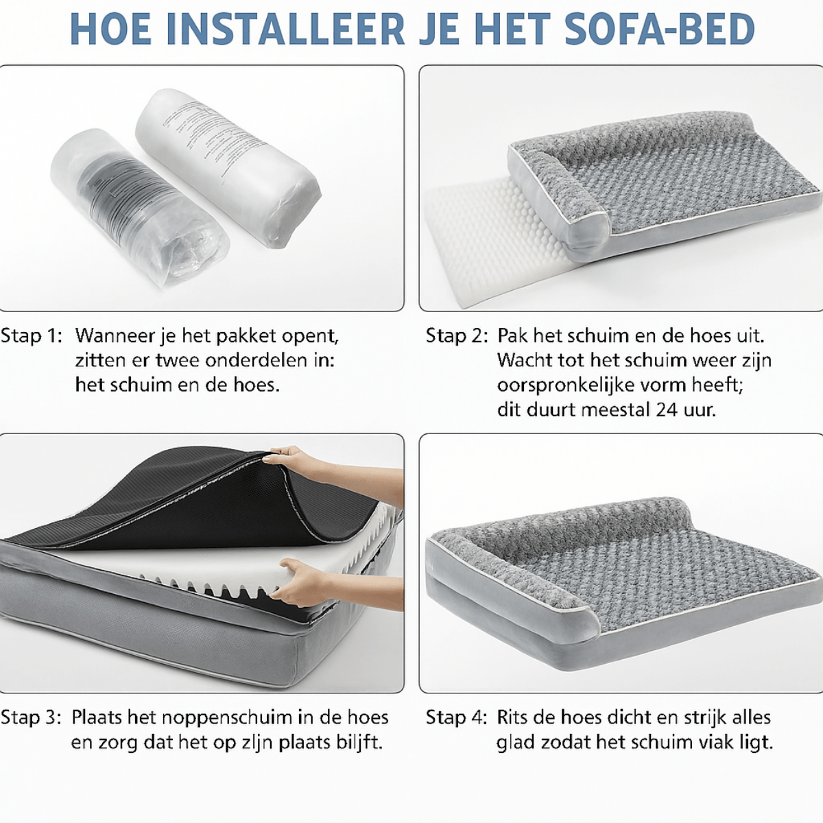 Orthopedisch Hondenbed voor Grote Honden - Waterdicht, Afneembare Hoes en Antislipbasis - Hebbr