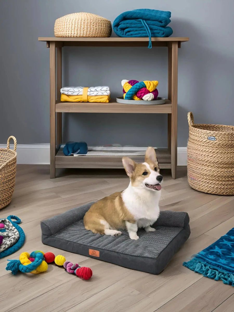 Orthopedisch Hondenbed voor Middelgrote Honden – Geheugenfoam, Waterdicht & Machinewasbaar - Hebbr
