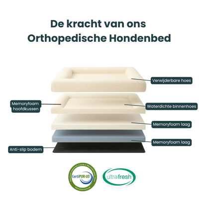 Orthopedisch Hondenkussen Voor grote en kleine honden - Luxe Memory Foam, Wasbaar, Wit - Hebbr