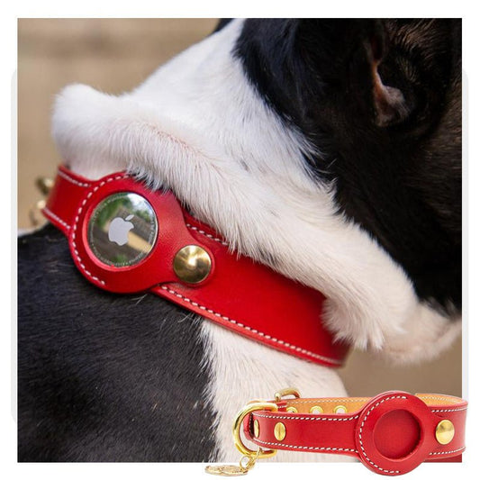 Premium AirTag Lederhalsband voor Honden - Waterdicht, Verstelbaar en Veilig - Hebbr