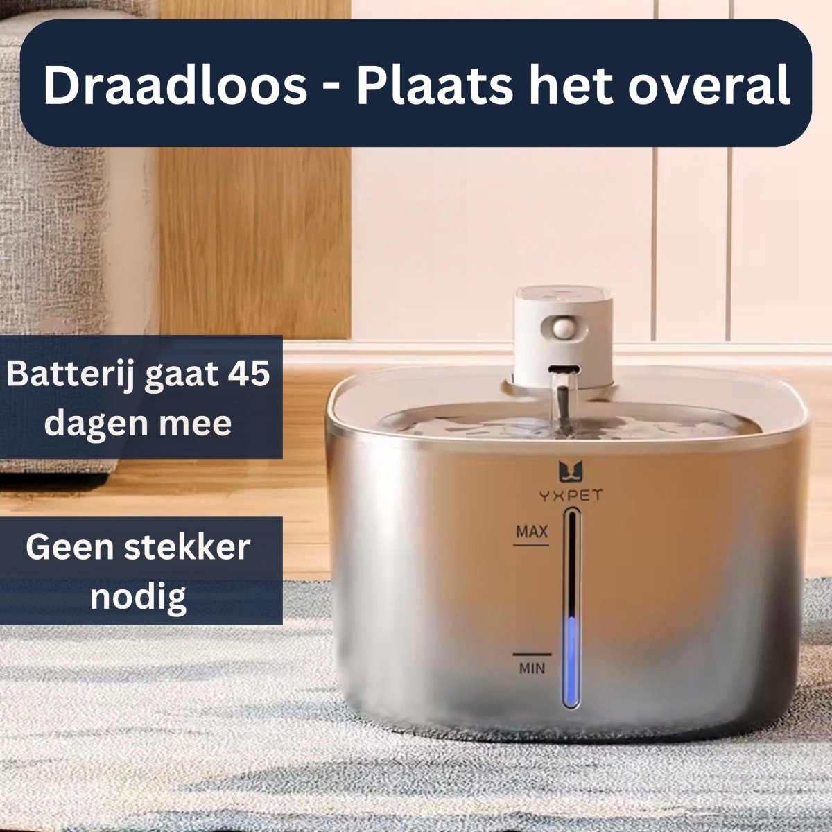 Premium Drinkfontein - Houd water vers en schoon voor je huisdier! - Hebbr