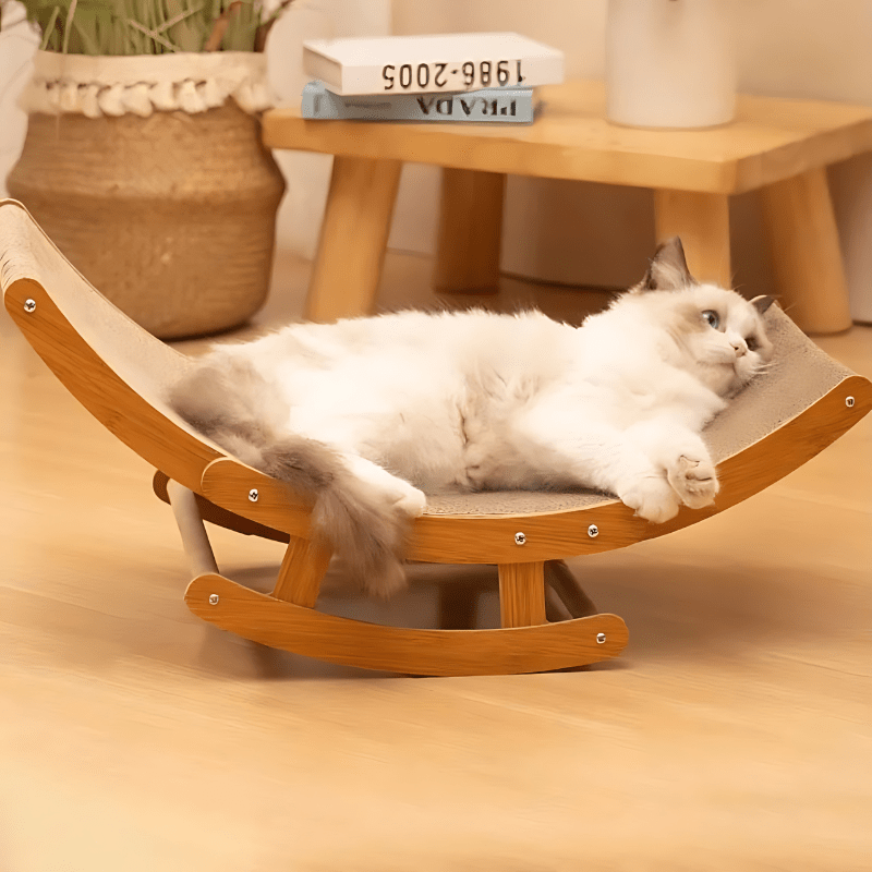 Premium Kattenbed met Kratzfunctie - Comfortabel en Stressverlagend Ontwerp, Duurzaam Golfkarton - Hebbr