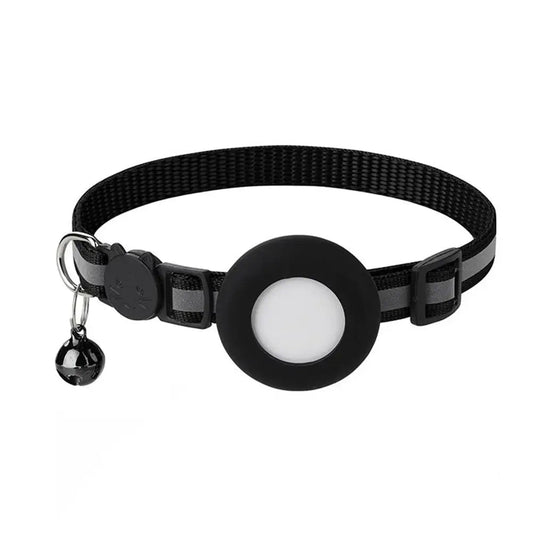 Reflecterende kattenhalsband met AirTag - houder en bel - Verstelbare nylon band voor katten - Hebbr