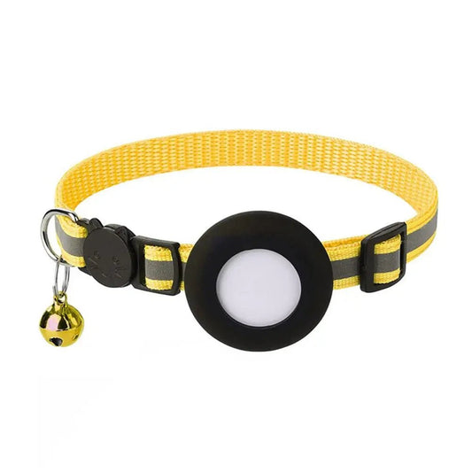 Reflecterende kattenhalsband met AirTag - houder en bel - Verstelbare nylon band voor katten - Hebbr