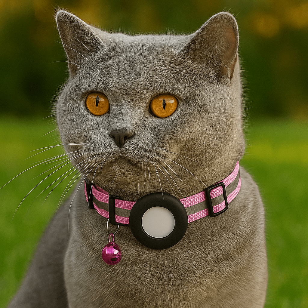 Reflecterende kattenhalsband met AirTag - houder en bel - Verstelbare nylon band voor katten - Hebbr