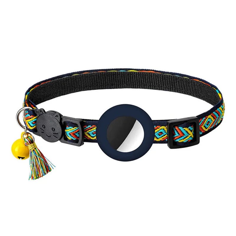 Reflecterende Kattenhalsband met AirTag Houder - Verstelbaar van 22 tot 35 cm, Nylon, Meerdere Kleuren - Hebbr