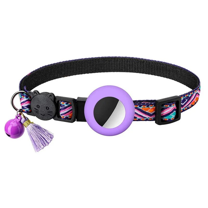 Reflecterende Kattenhalsband met AirTag Houder - Verstelbaar van 22 tot 35 cm, Nylon, Meerdere Kleuren - Hebbr