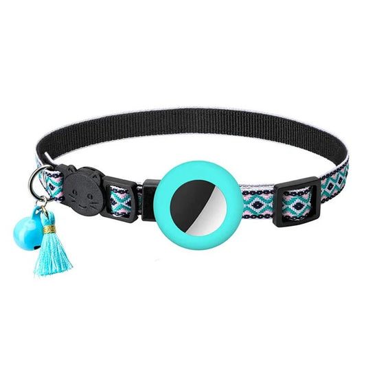 Reflecterende Kattenhalsband met AirTag Houder - Verstelbaar van 22 tot 35 cm, Nylon, Meerdere Kleuren - Hebbr