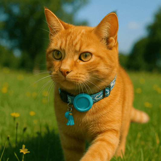 Reflecterende Kattenhalsband met AirTag Houder - Verstelbaar van 22 tot 35 cm, Nylon, Meerdere Kleuren - Hebbr