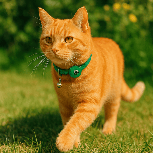 Reflecterende Kattenhalsband met AirTag Houder - Zacht Nylon, Verstelbaar 20 - 33 cm, Veilig met Bel - Hebbr