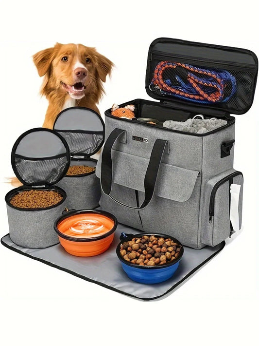 Reisbag voor Honden – Grote 6 - delige Set, Waterafstotend & Multifunctionele Vakken - Hebbr