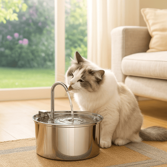 Roestvrijstalen drinkfontein voor katten en honden - 3L, stille werking en dubbele filtering - Hebbr
