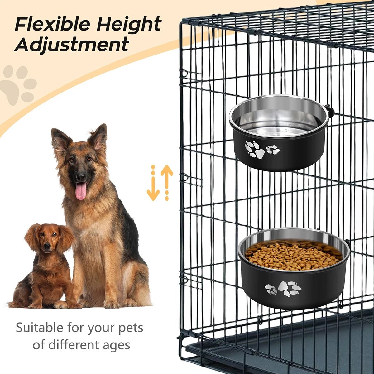 Roestvrijstalen Hangende Waterbak voor Honden en Katten - Spill - Proof Ontwerp, Makkelijk Schoon te Maken - Hebbr