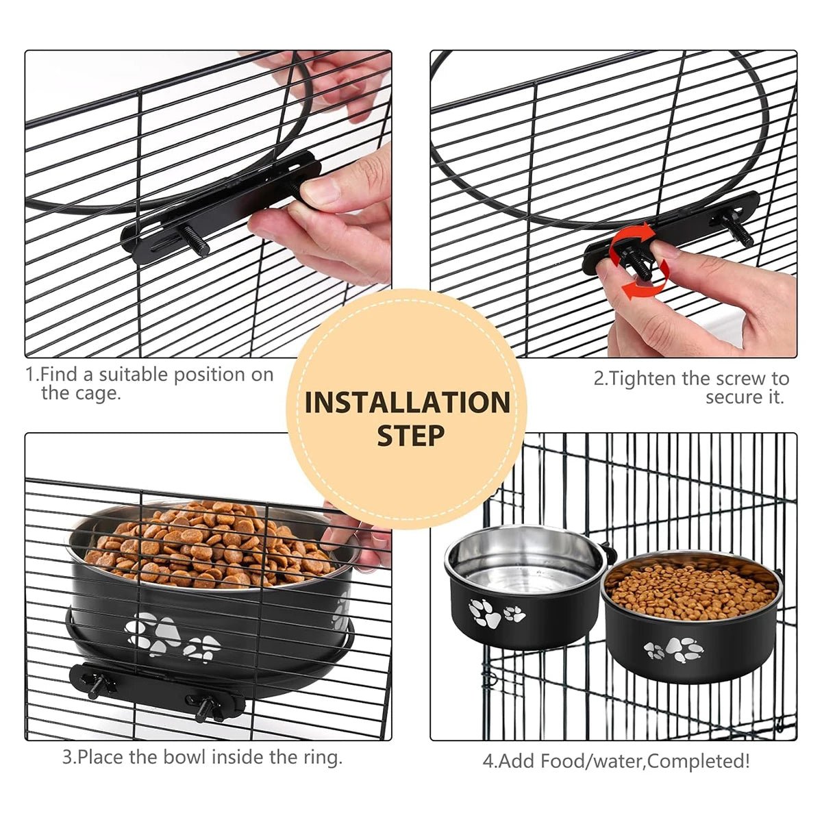 Roestvrijstalen Hangende Waterbak voor Honden en Katten - Spill - Proof Ontwerp, Makkelijk Schoon te Maken - Hebbr