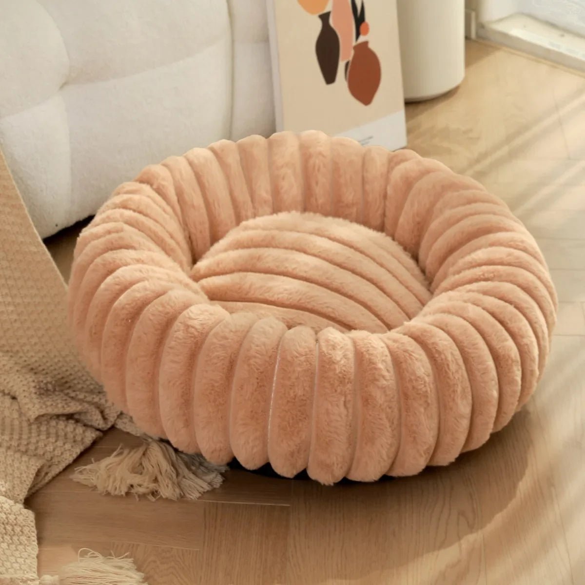 Rond Hondenbed 40 - 70cm van Lang Pluche, Warm en Comfortabel voor Middelgrote Honden - Hebbr
