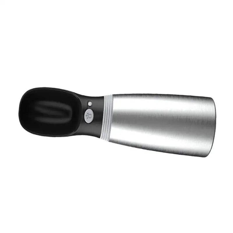 RVS Hondenwaterfles Met Geïntegreerde Kom - Geïsoleerde Reiswaterdispenser, 500 ml, Zilver - Hebbr