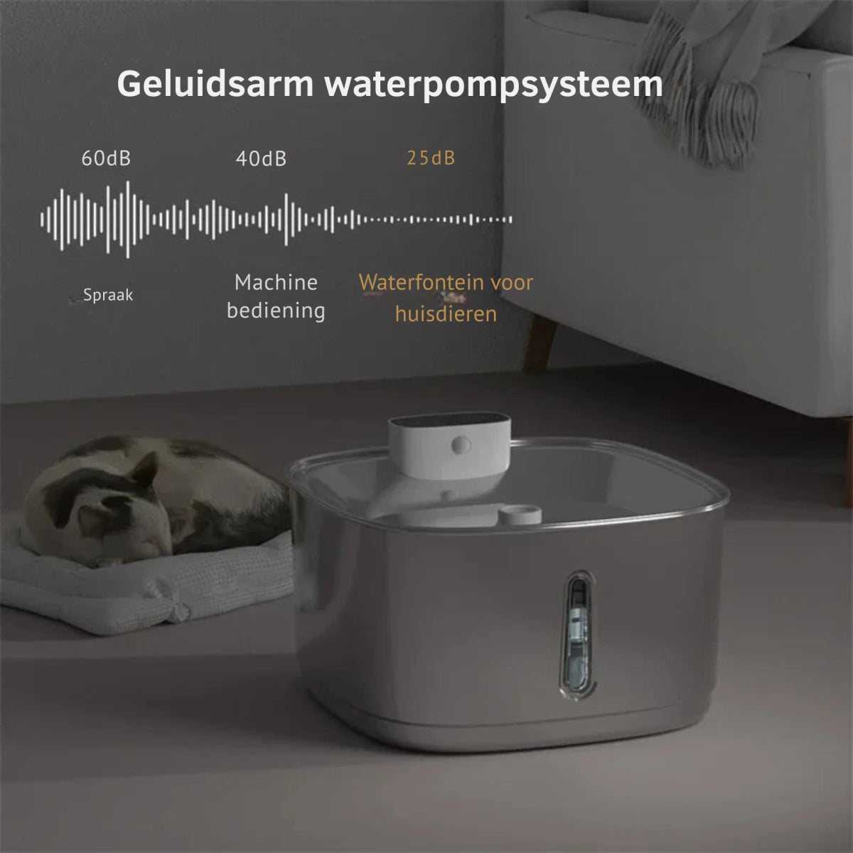 RVS Katten Drinkfontein met 3,2L Capaciteit en Meervoudig Filtratiesysteem - Hebbr