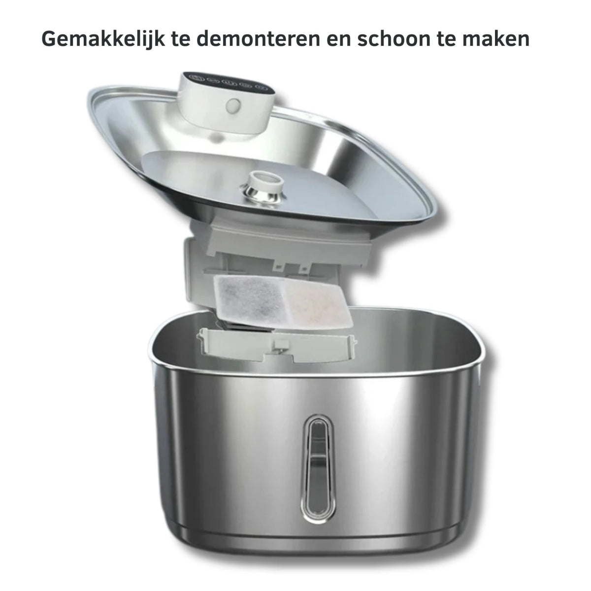 RVS Katten Drinkfontein met 3,2L Capaciteit en Meervoudig Filtratiesysteem - Hebbr