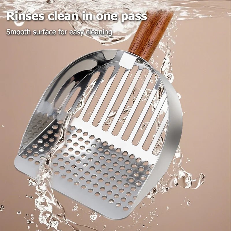 RVS kattenbak schep, corrosiebestendig met snelle zandafvoer en eenvoudig schoon te maken - Hebbr